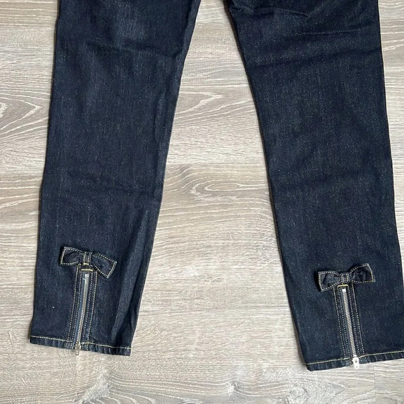 NEW Amo Womens Blue Mid Rise Bow Hem Straight Leg Ankle Jeans Size 27 - Picture 5 of 14